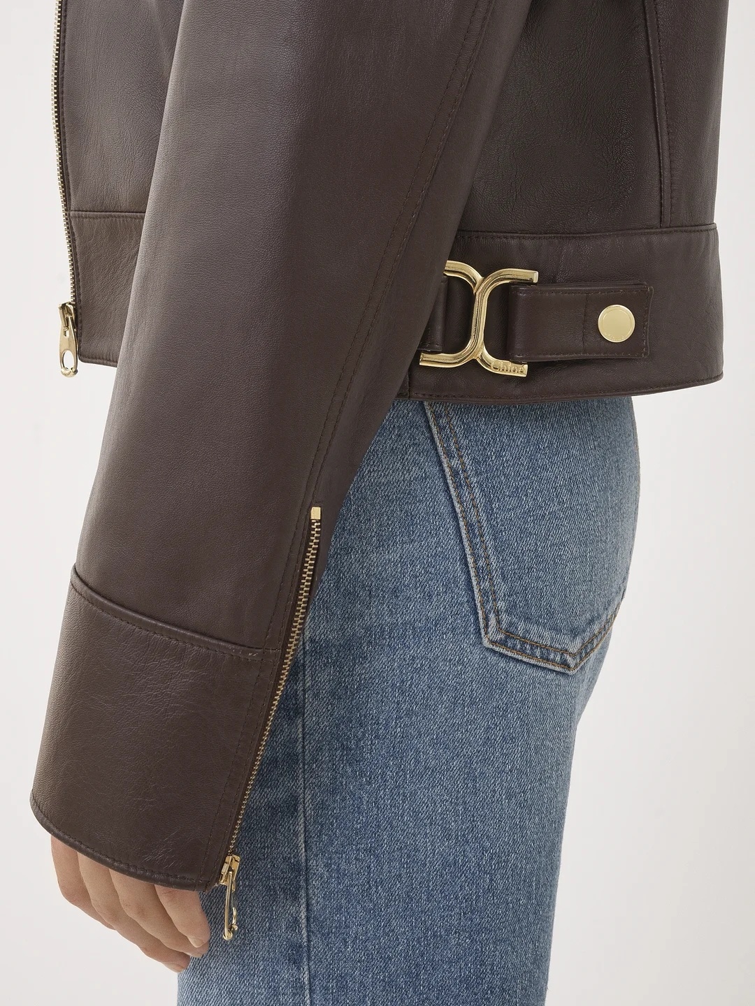 Chloé Nappa Leather Bomber Jacket In Black
