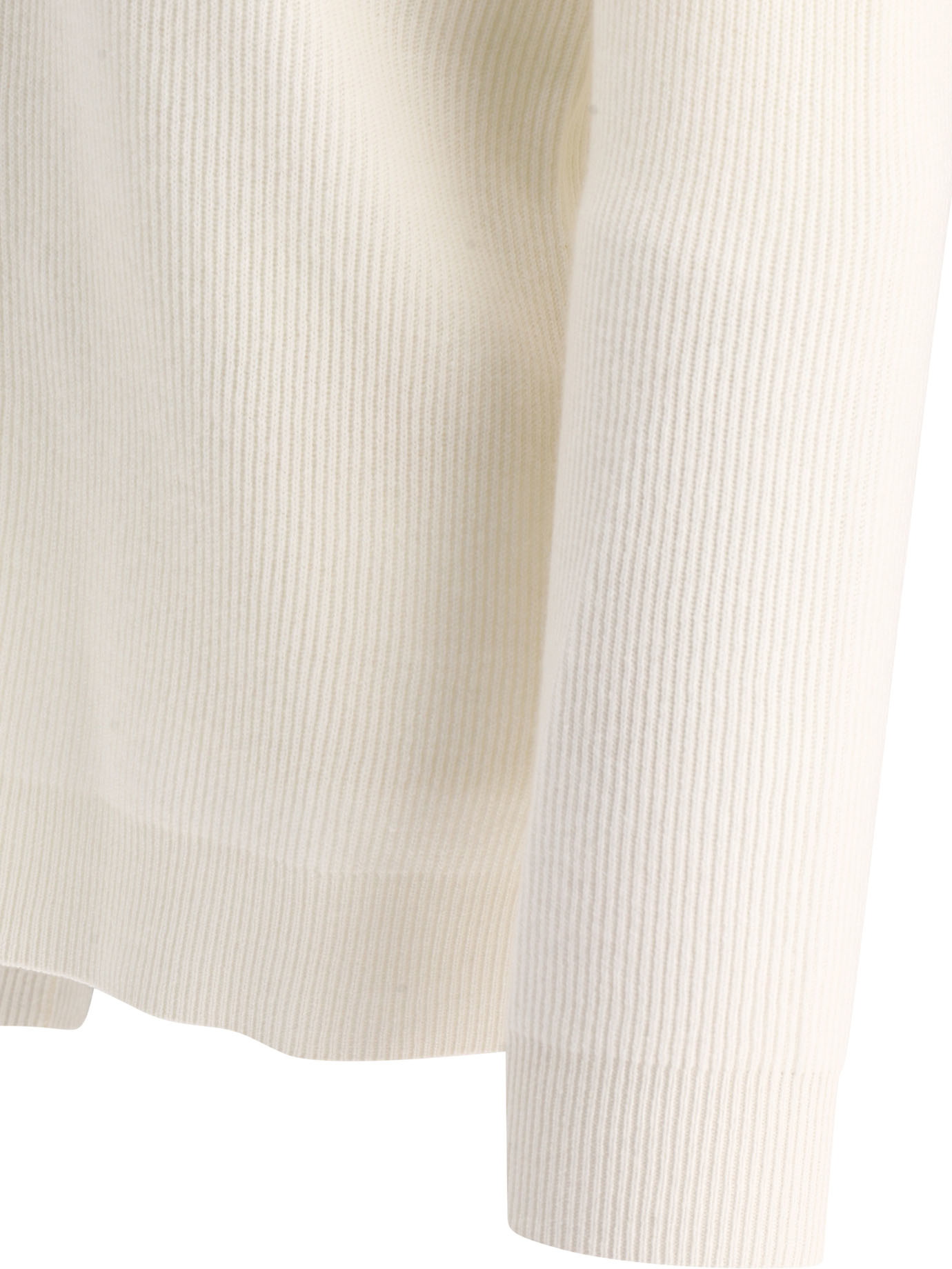 Brunello Cucinelli Cashmere English Rib Sweater With Monili Knitwear White In Neutral