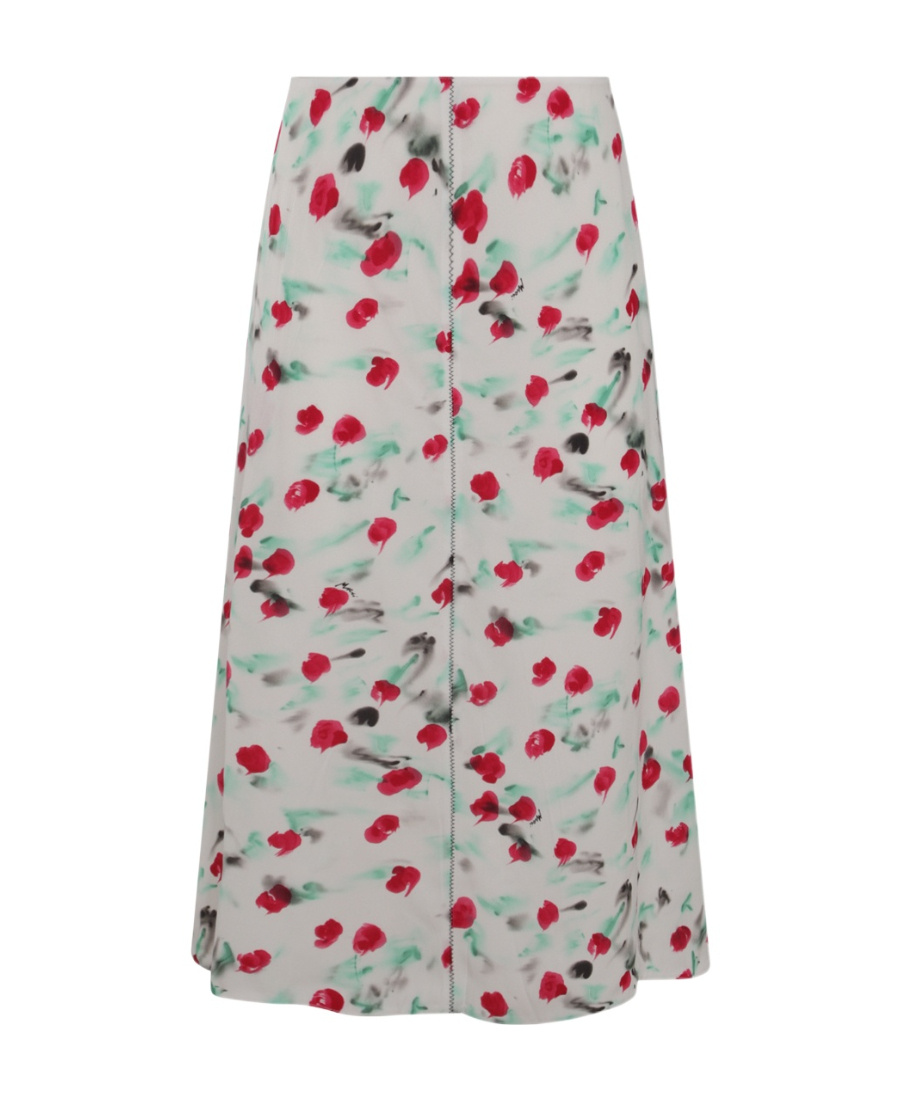 Marni Floral-print Midi Skirt In Gray