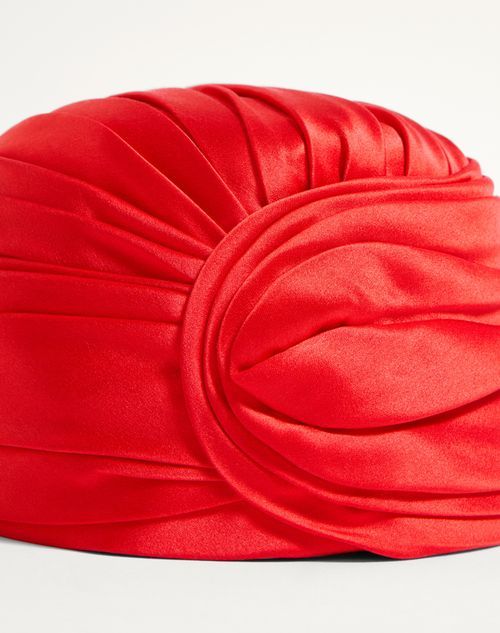 Valentino Women's Red Silk Turban In Bright Orange/gold