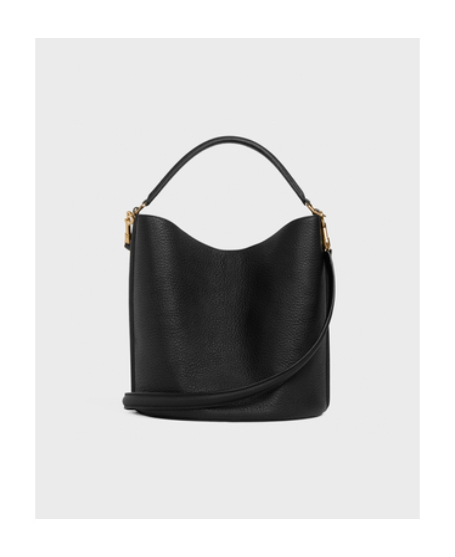 Celine Bucket 16 Bag In Supple Grained Calfskin In Black