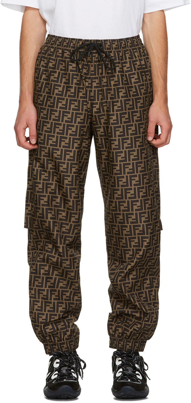 Fendi Ff Print Track Pants In Brown