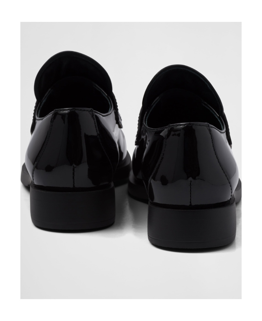 Prada Logo-plaque Leather Loafers In Black