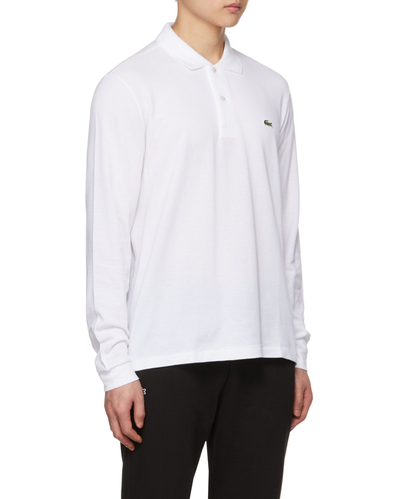 Lacoste Logo Long-sleeved Polo Shirt In White