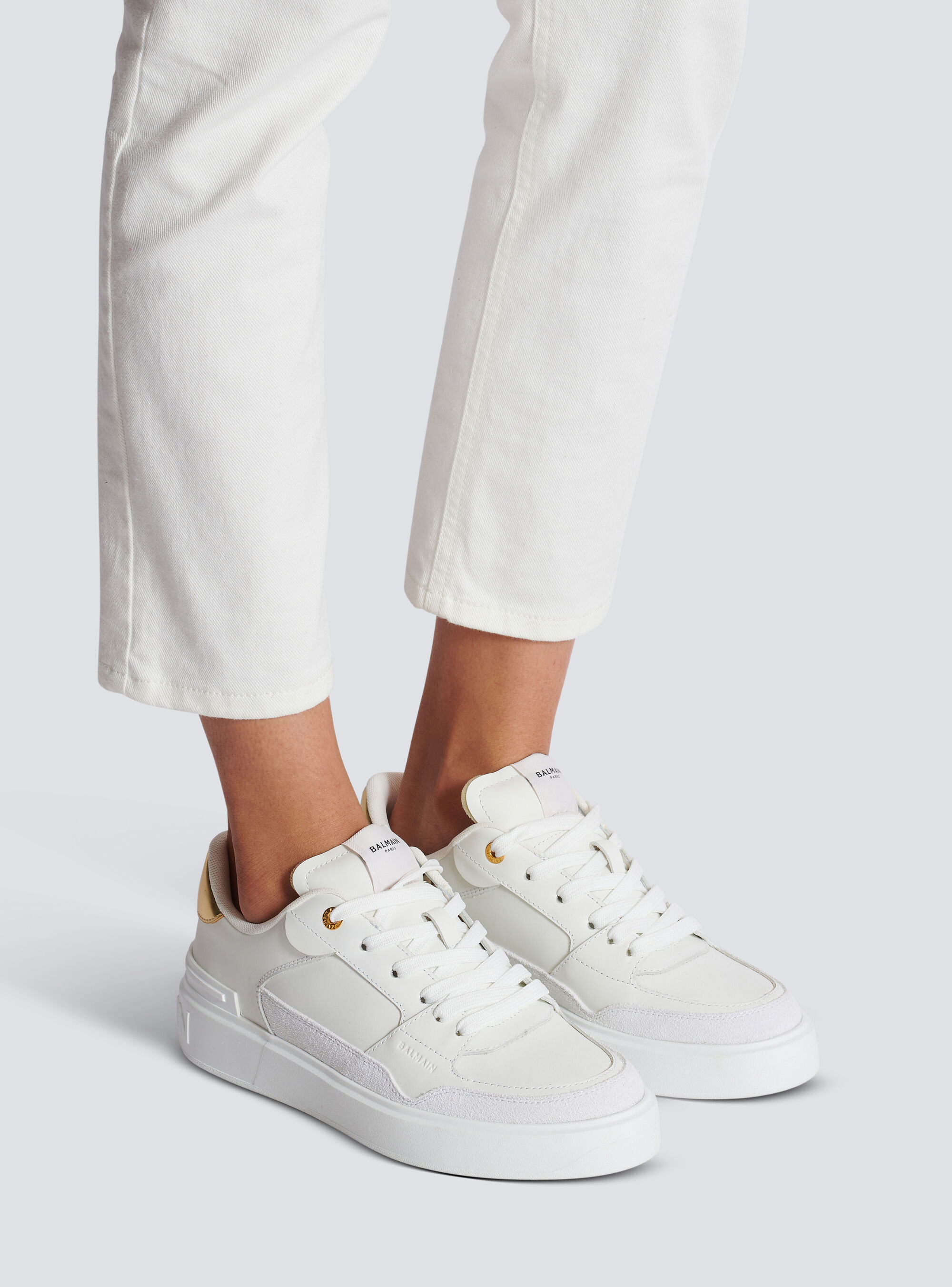 Balmain B-court Flip Leather Sneakers - Women's - Leather In White