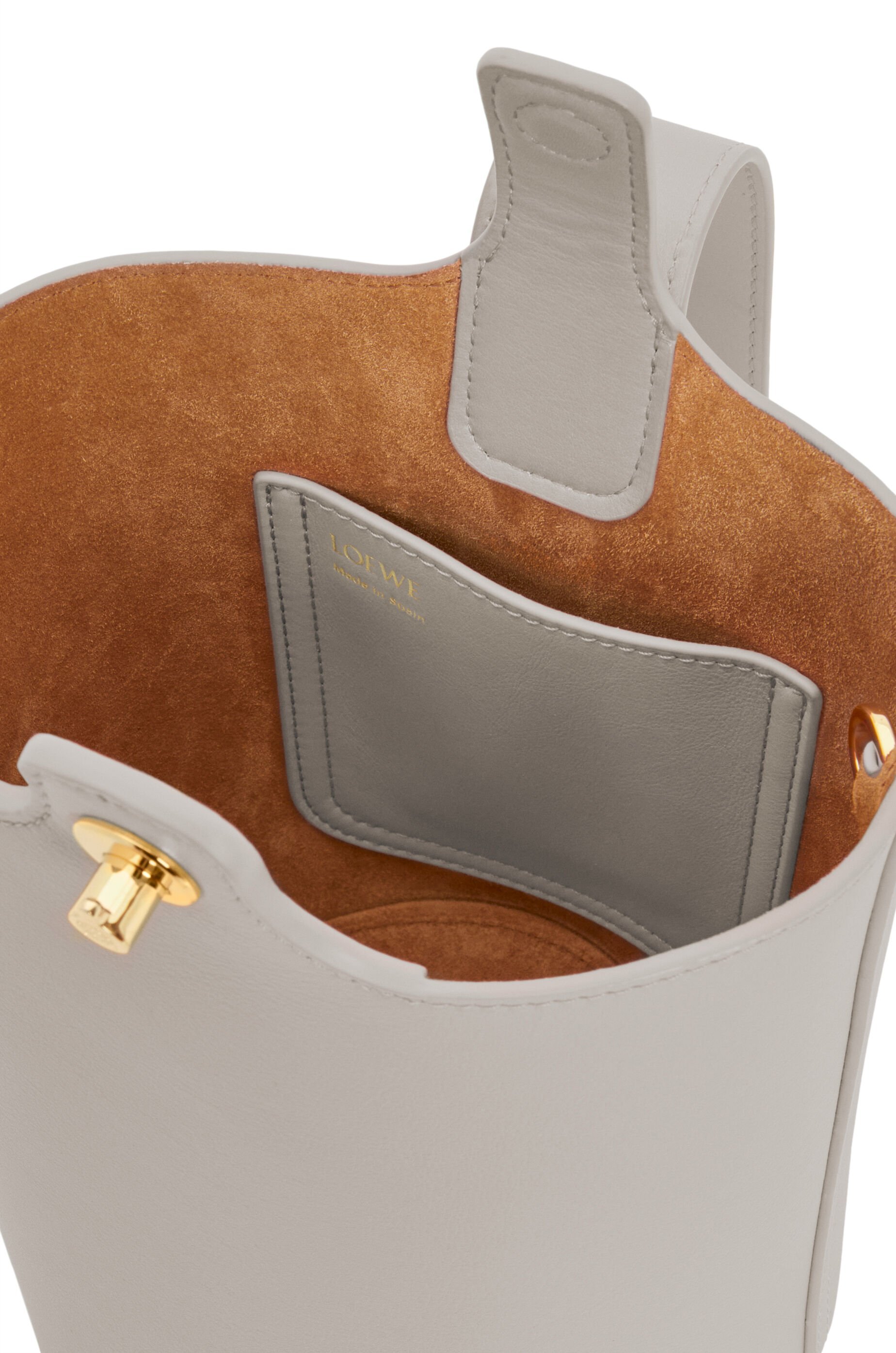 Loewe Mini Pebble Bucket Bag In Gray