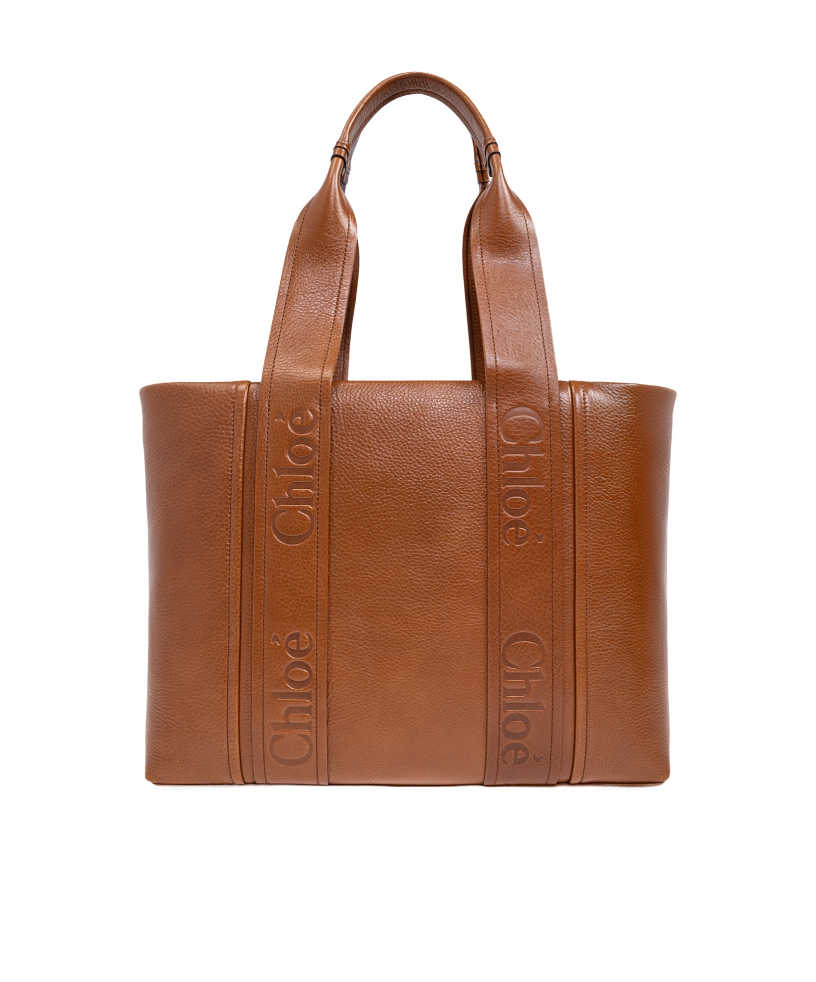 Chloé Woody Large Leather Tote In Brown