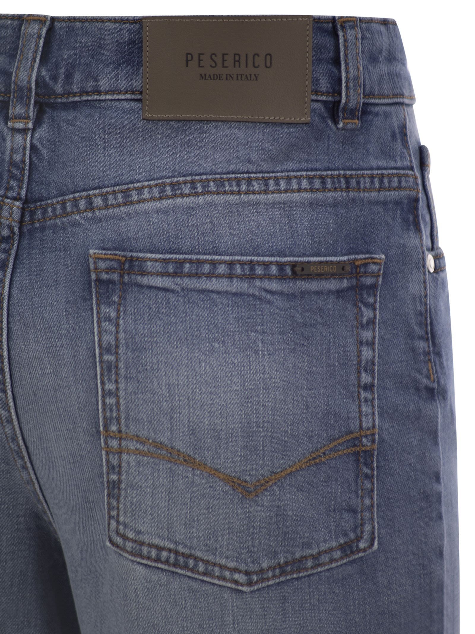 Peserico Stretch Cotton Denim Trousers In Black