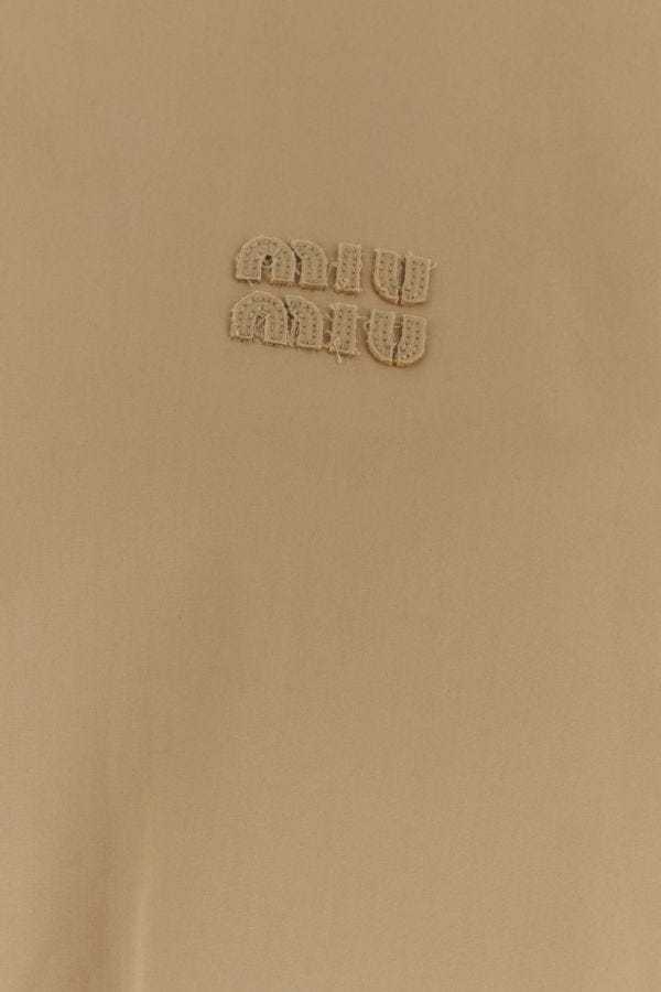 Miu Miu Biscuit Poplin Oversize Shirt In Nude