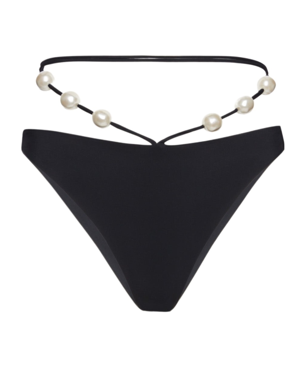 Magda Butrym High-waisted Monochrome Swimsuit Pearl Embellishments In Black