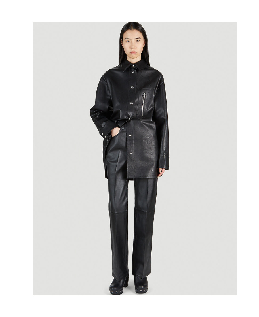 Stella Mccartney Faux-leather Overshirt In Black