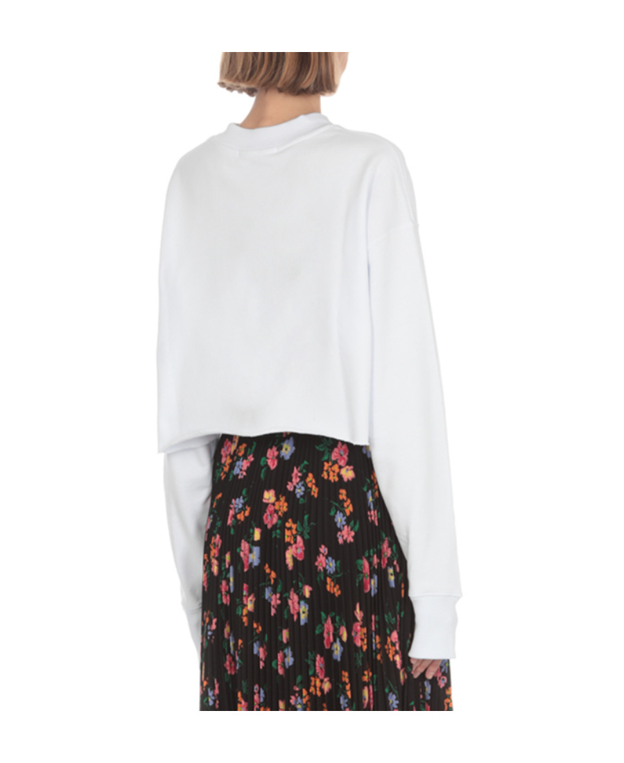 Msgm Logo Short Style Sweater In White