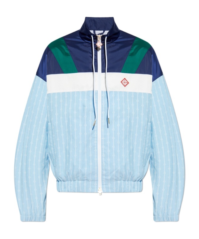 Casablanca Pinstripe Laurel Zip-up Track Jacket In Blue