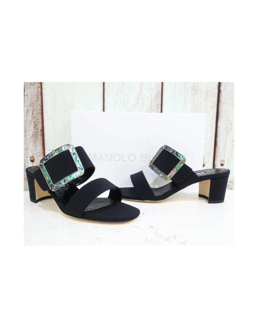 Shop Manolo Blahnik Logo High-heeled Sandals In Black