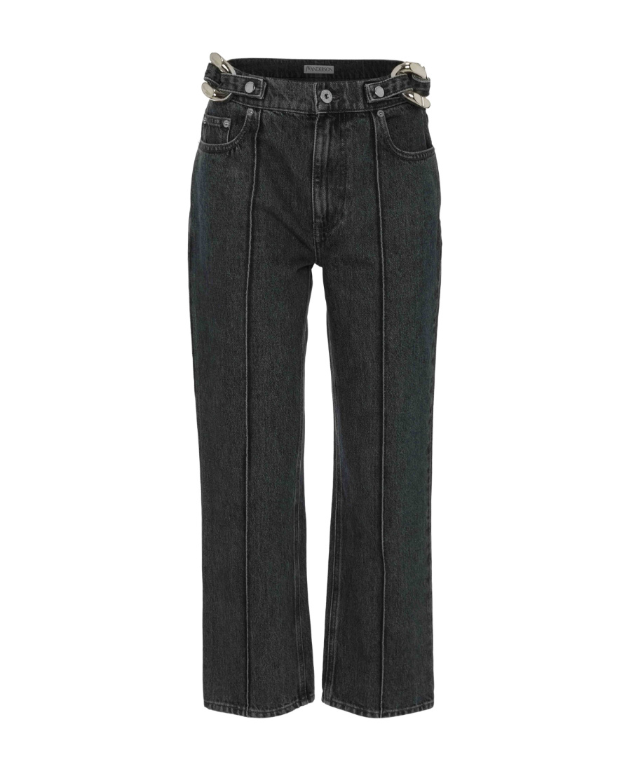 Jw Anderson Chain-detail Straight Leg Cropped Jeans In Black
