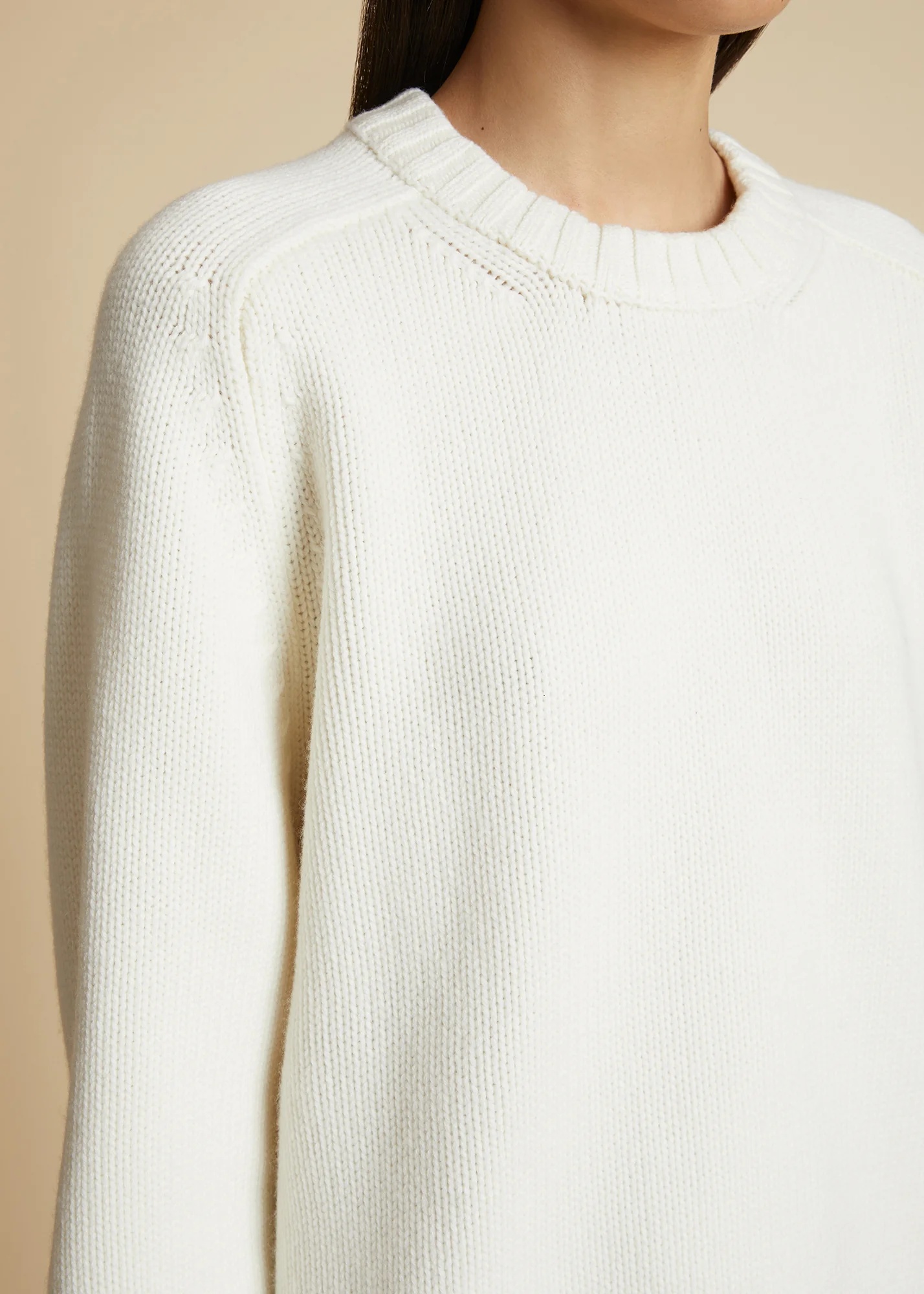 Khaite Long-sleeved Crewneck Jumper In White