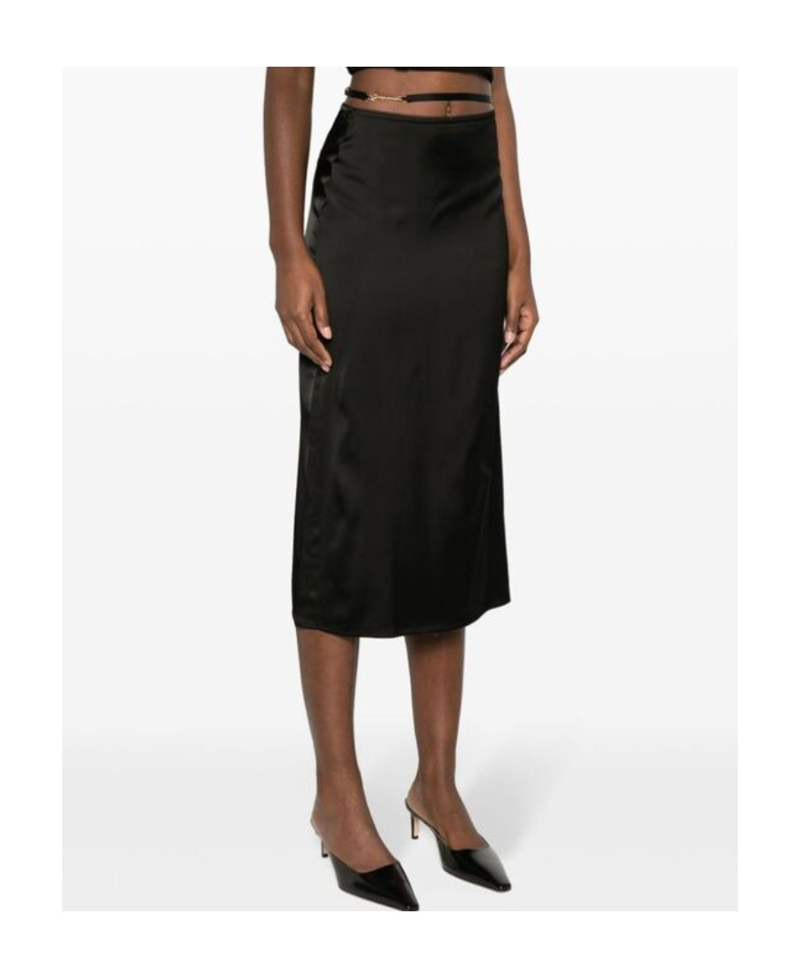 Jacquemus Logo Plaque Midi Skirt In Black