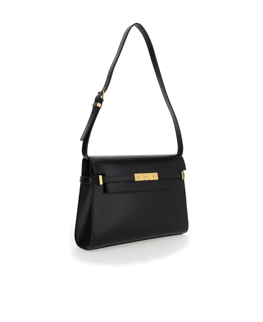 Saint Laurent Manhattan Leather Shoulder Bag In Black