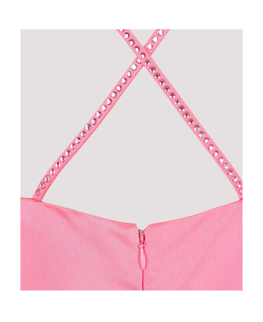 Attico Fujiko Crystal-embellished Satin Mini Dress In Pink
