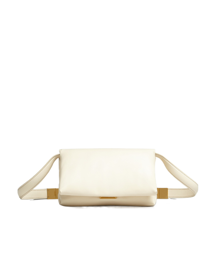 Marni Small White Calsfkin Prisma Bag In White