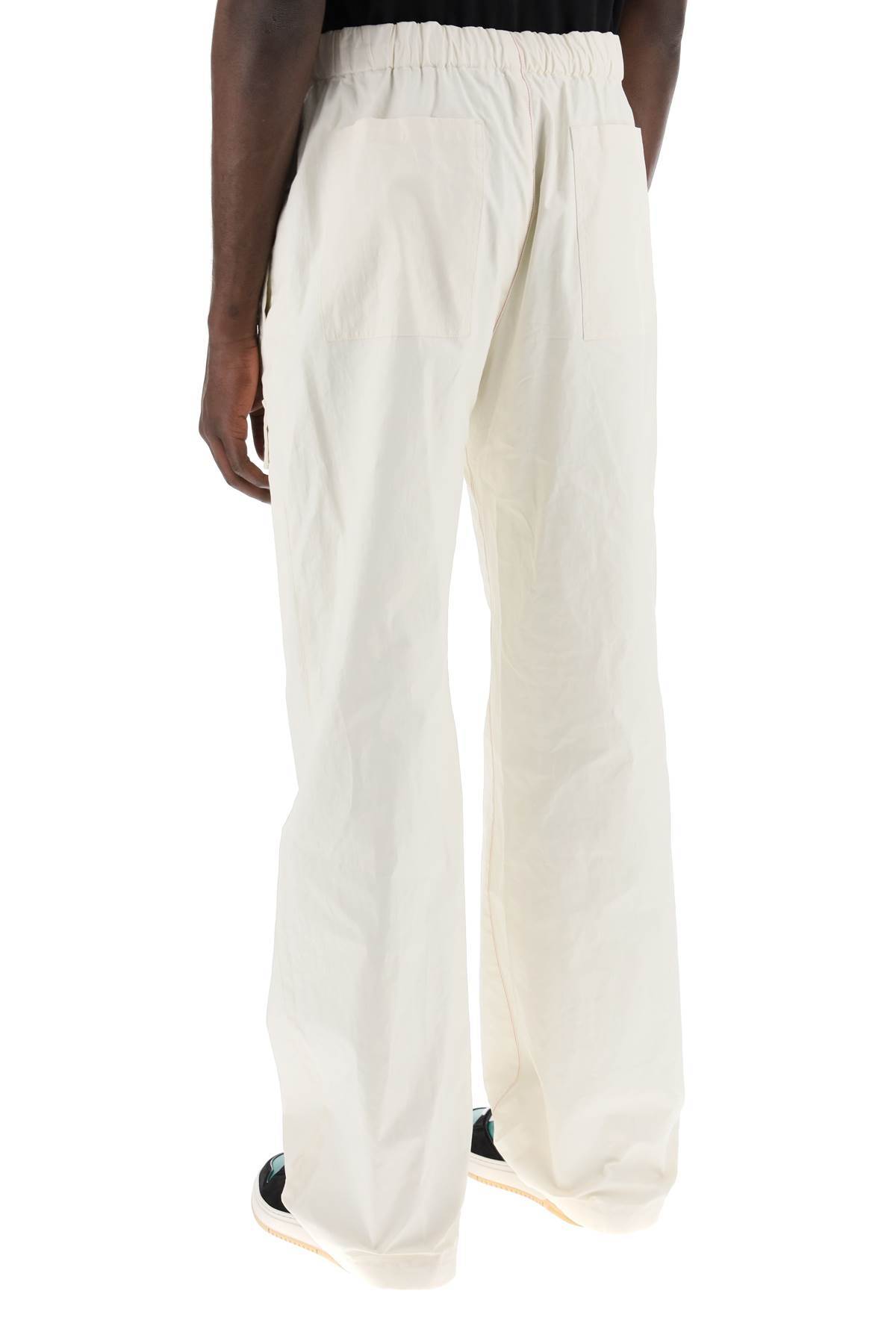 Ferragamo Coated Linen Cargo Pants With Elastic Waistband In White