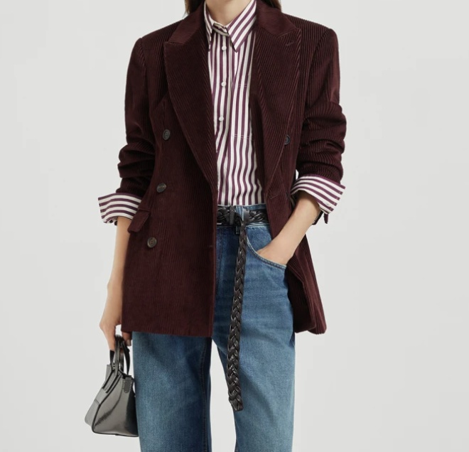 Brunello Cucinelli Oversized Double-breasted Cotton-corduroy Blazer In Black