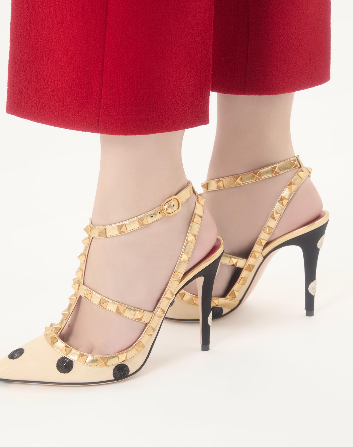 Valentino Studded High Heels In Gold