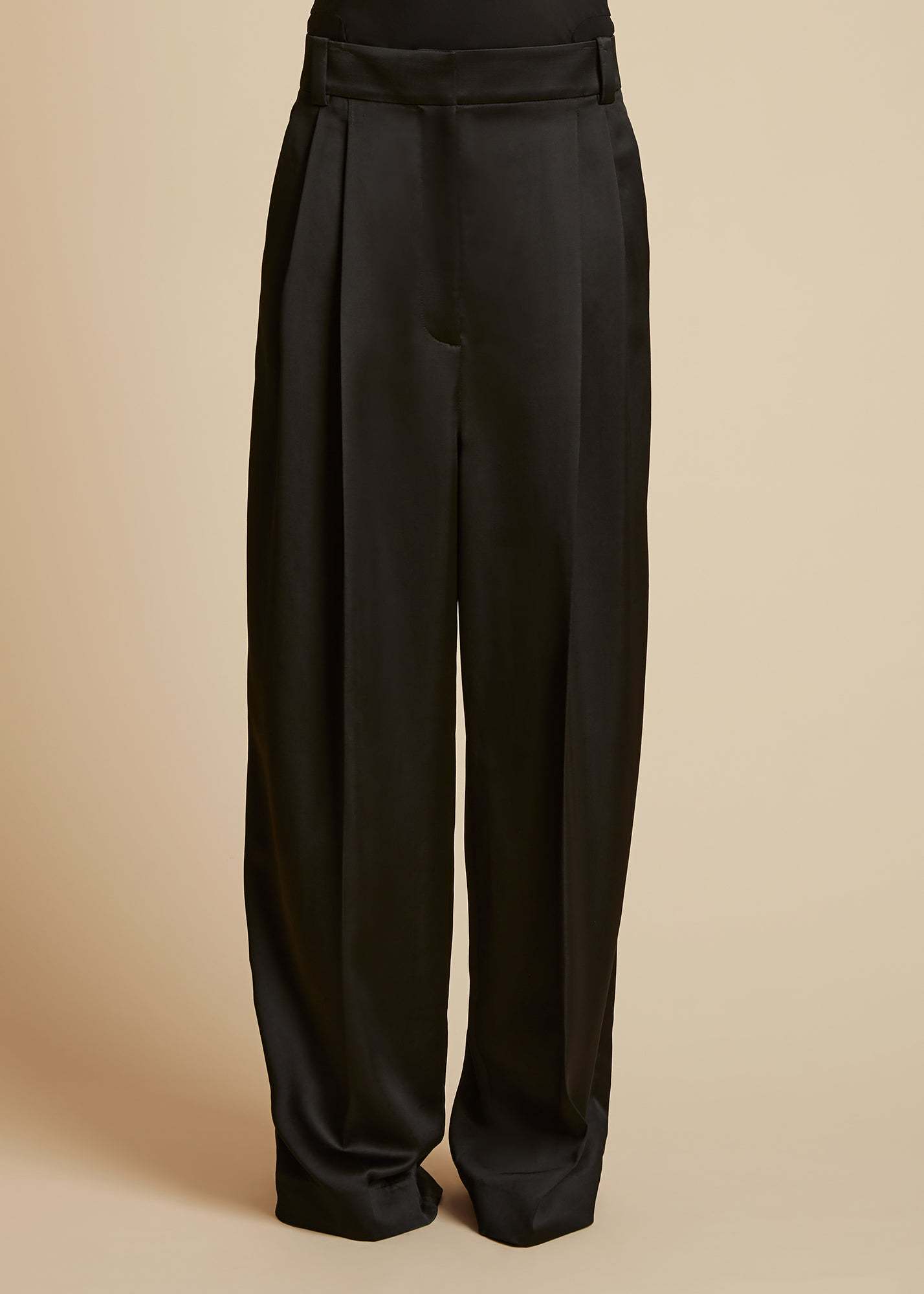 Khaite Simone Satin Trousers In Black