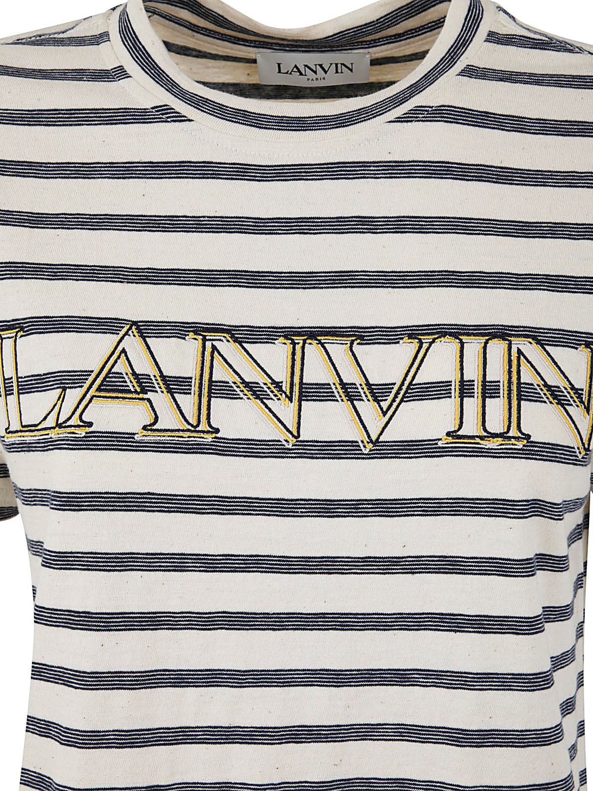 Lanvin Striped Crew Neck T-shirt With Short Sleeves In White