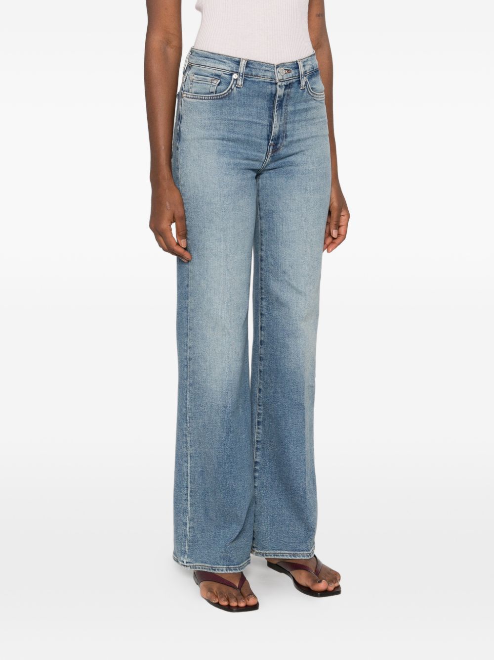 Blue Seven Wide-leg Pants With Belt Loops In Blue