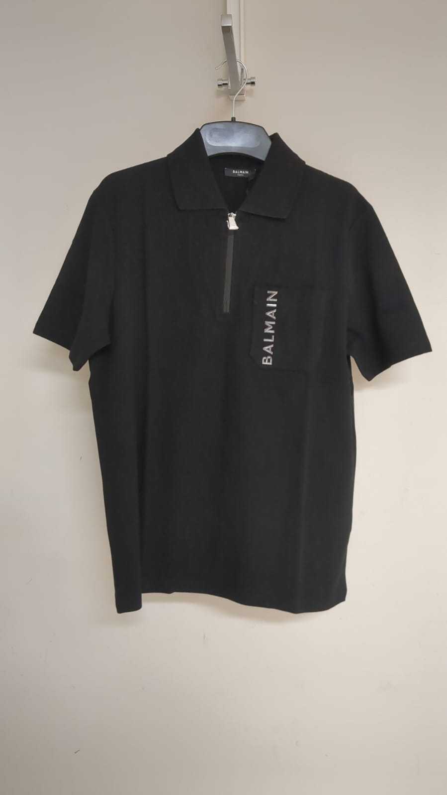 Balmain Laminato Logo-lettering Polo Shirt In Black