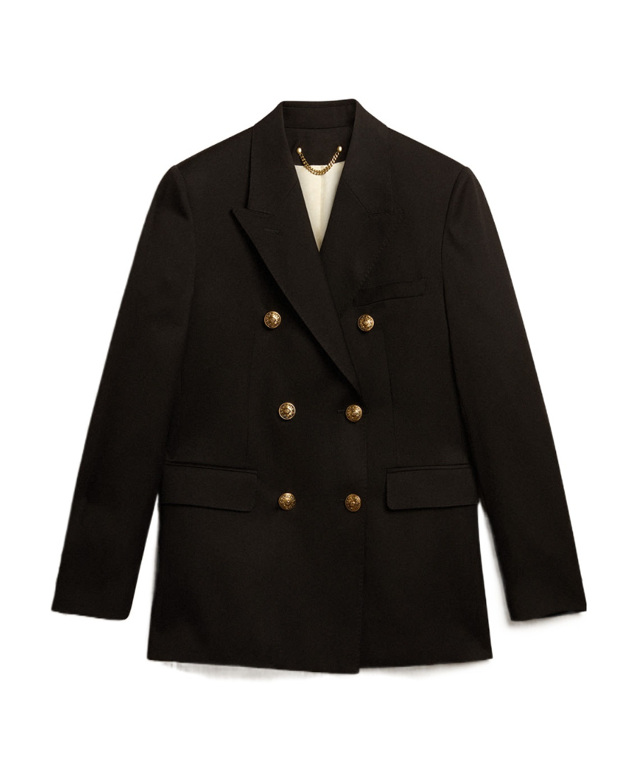 Golden Goose Double Breasted Blazer In Light Dry Wool Gabardine Clothing In Black