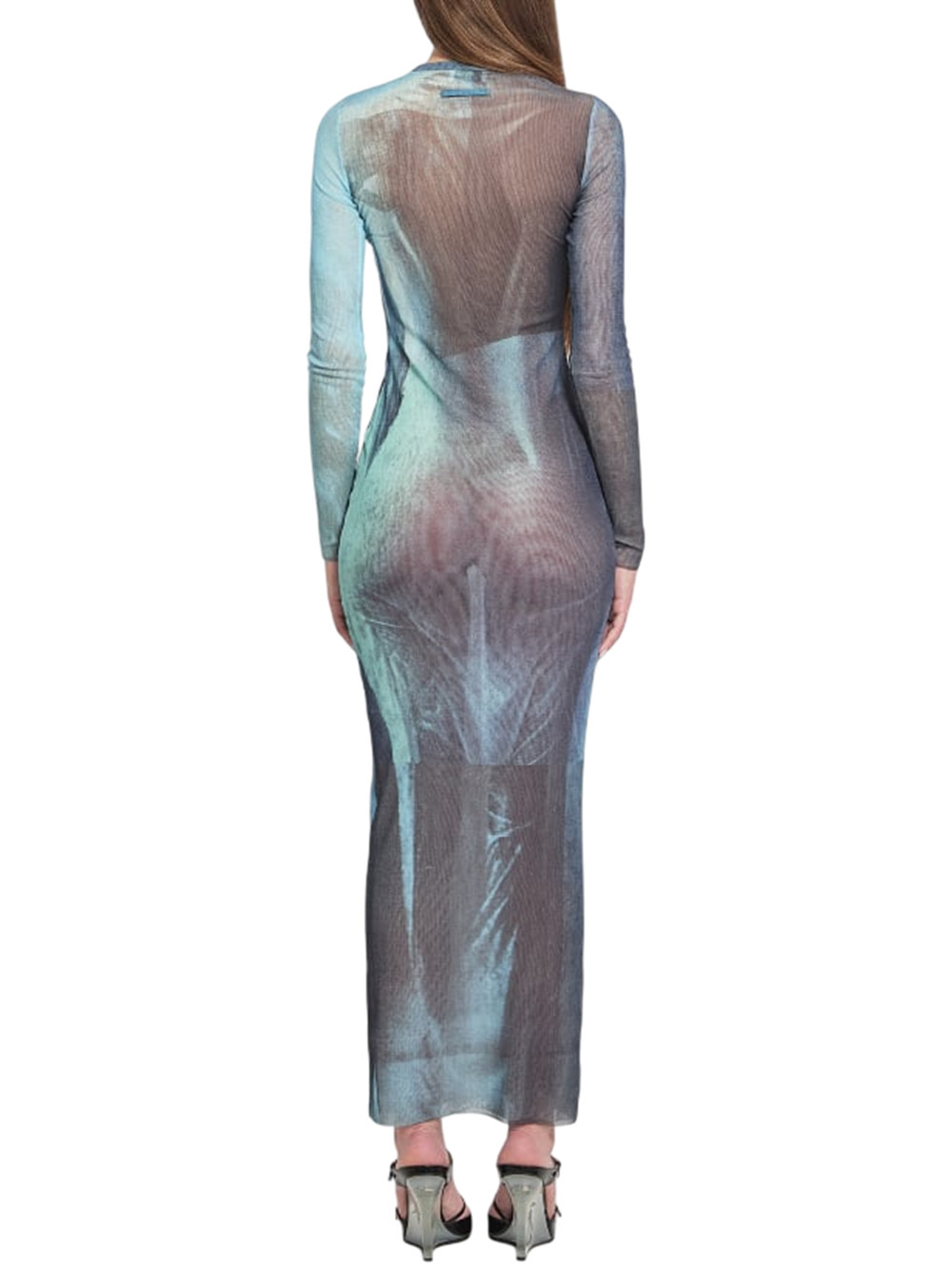 Jean Paul Gaultier Printed Long-sleeved Midi Dress In Multi