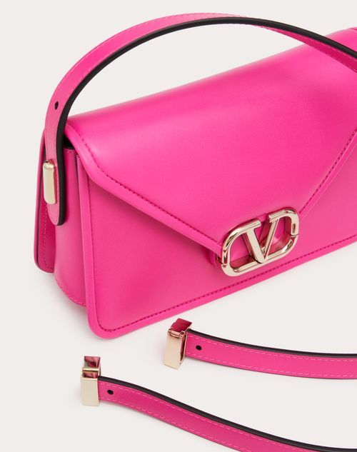 Valentino Small Letter Smooth-grain Shoulder Bag In Pink