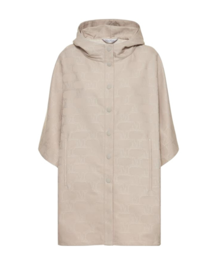 Max Mara Monogram Jacquard Satin Coat In Gray