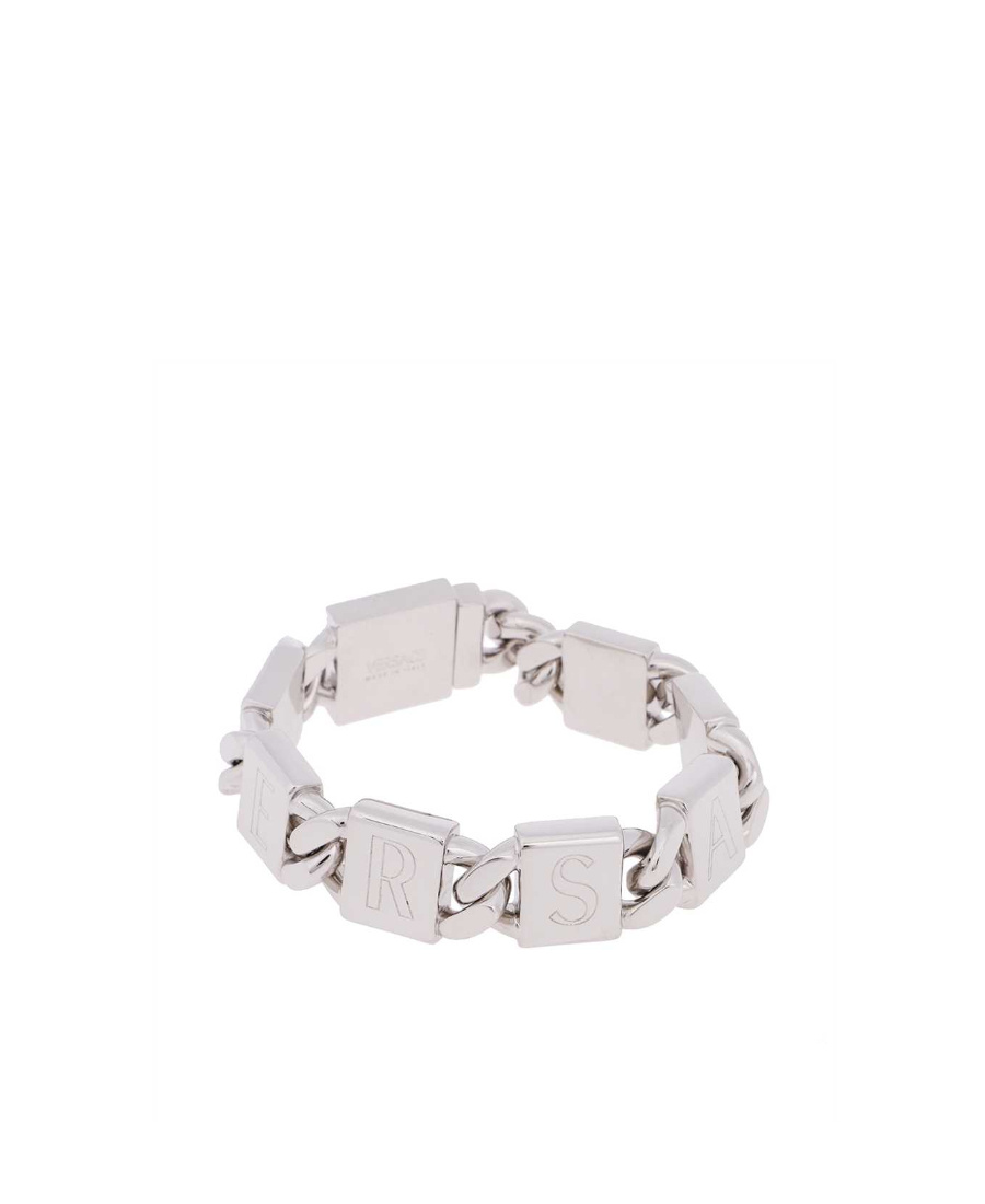 Versace Logo-plaque Chain Bracelet In White