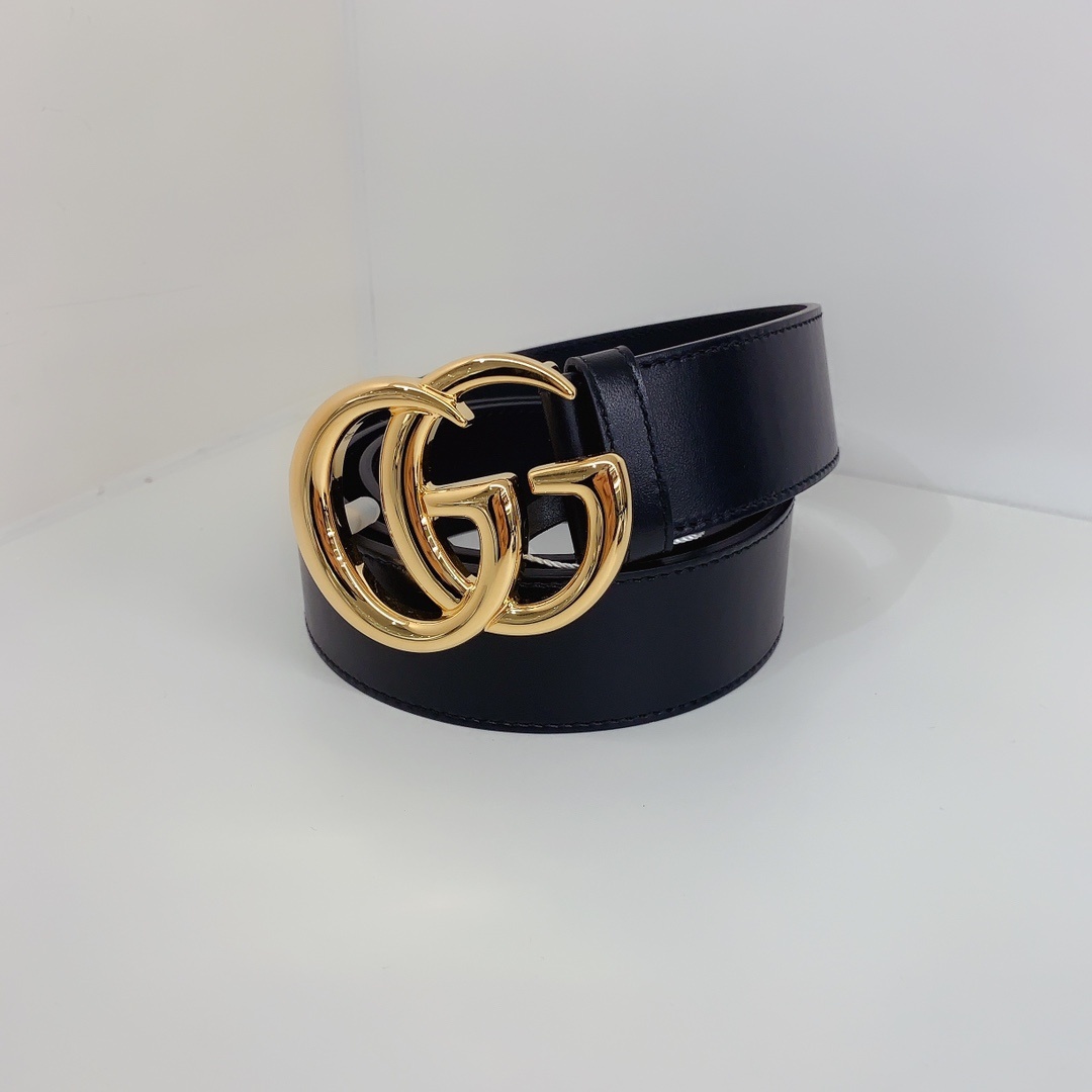 Gucci Gg Leather Belt In Black