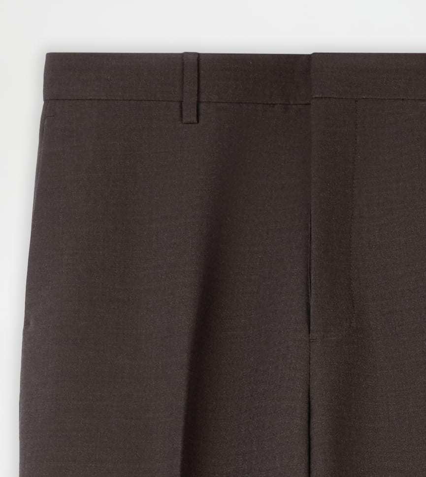Tod's Slim Fit Pants In Wool In Brown