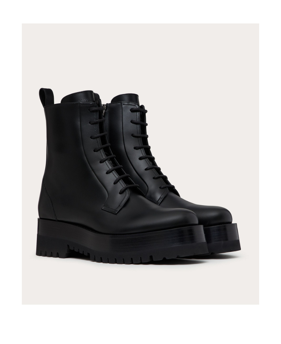 Valentino Ankle-length Lace-up Boots In Black