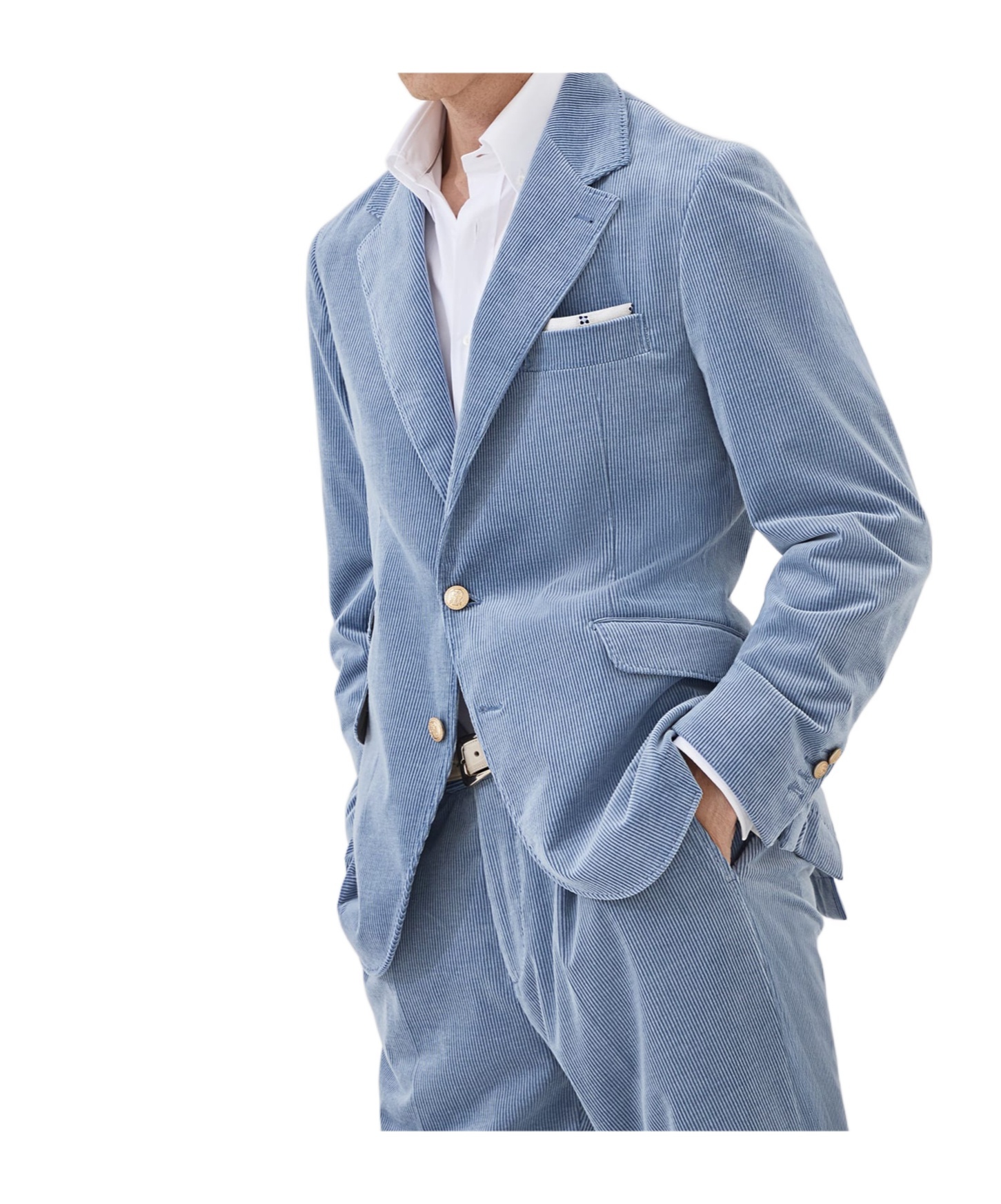 Brunello Cucinelli Corduroy Single-breasted Blazer In Blue