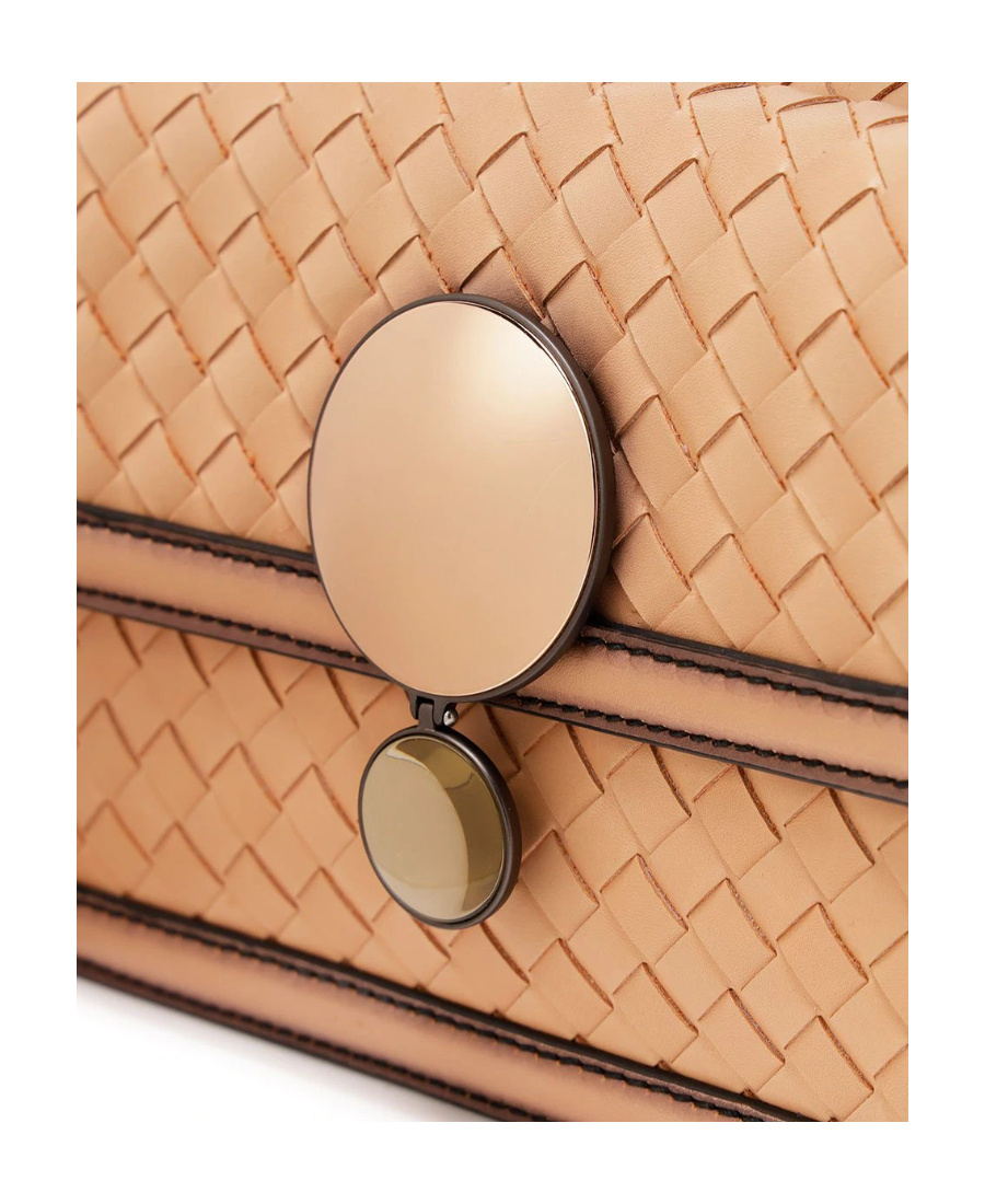 Shop Bottega Veneta Flip Shoulder Bag In Nude