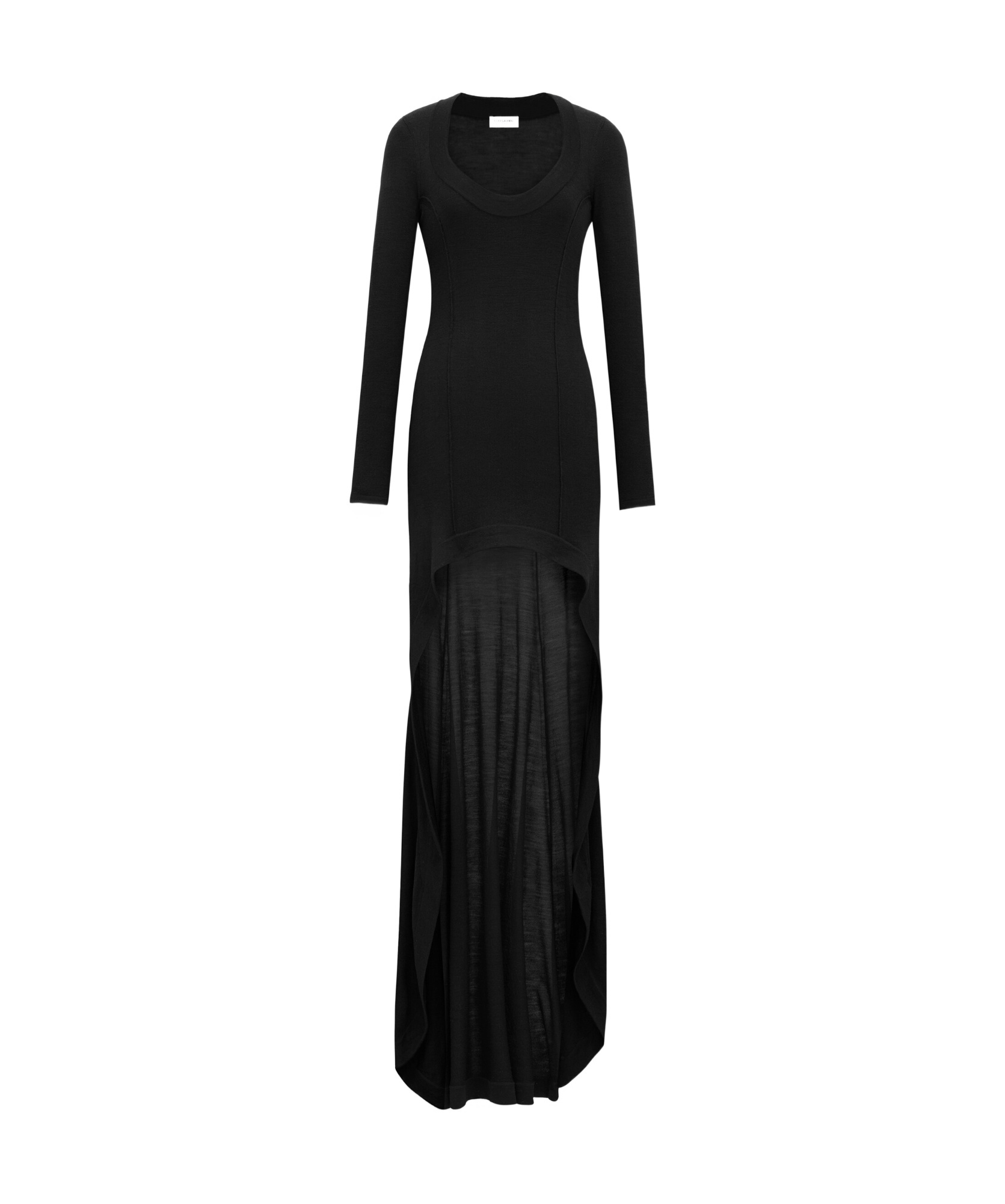 Saint Laurent Long-sleeved Wool Dress In Black