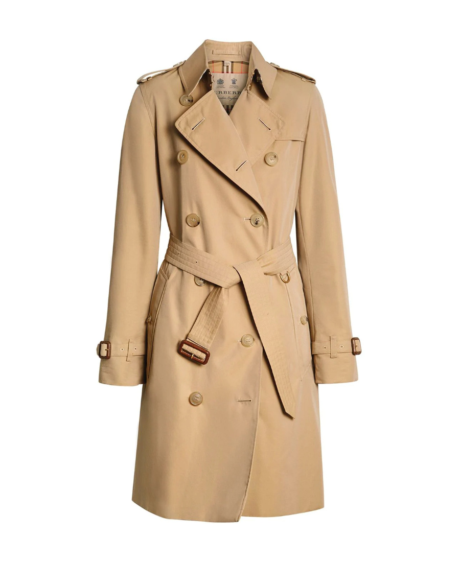 Burberry Mid-length Kensington Heritage Trench Coat In Yellow