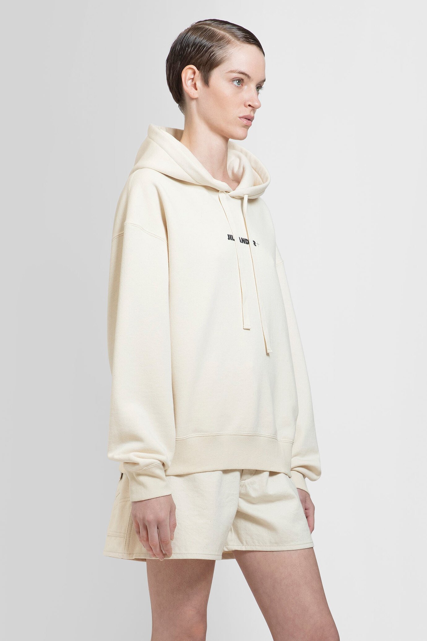 Jil Sander Cotton Hooded Sweatshirt In White