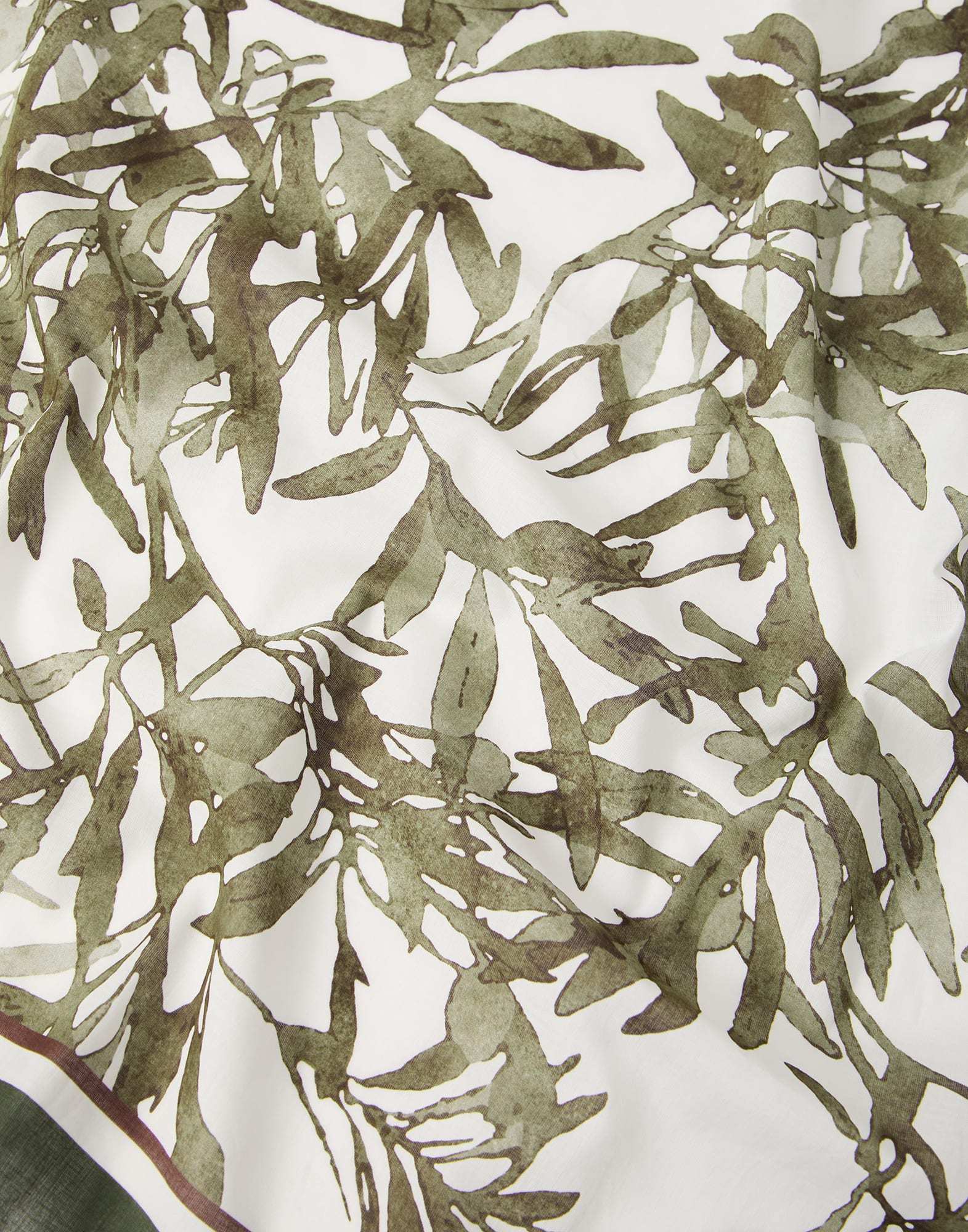 Brunello Cucinelli Floral-print Scarf In Olive Green