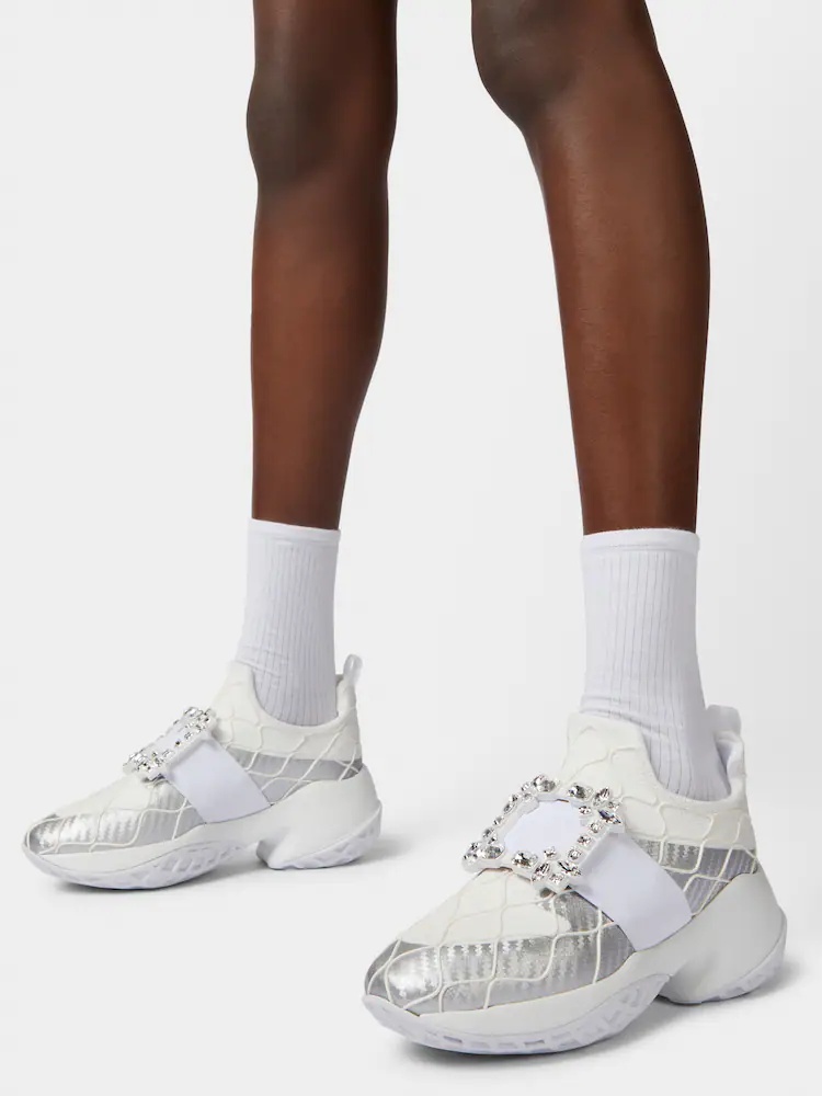 Roger Vivier Viv Run Strass Technical In White