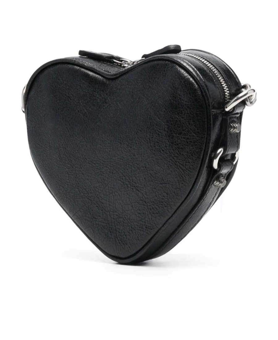 Balenciaga Green Leather Shoulder Handbag With Magnetic Closure And Metal Details In Black