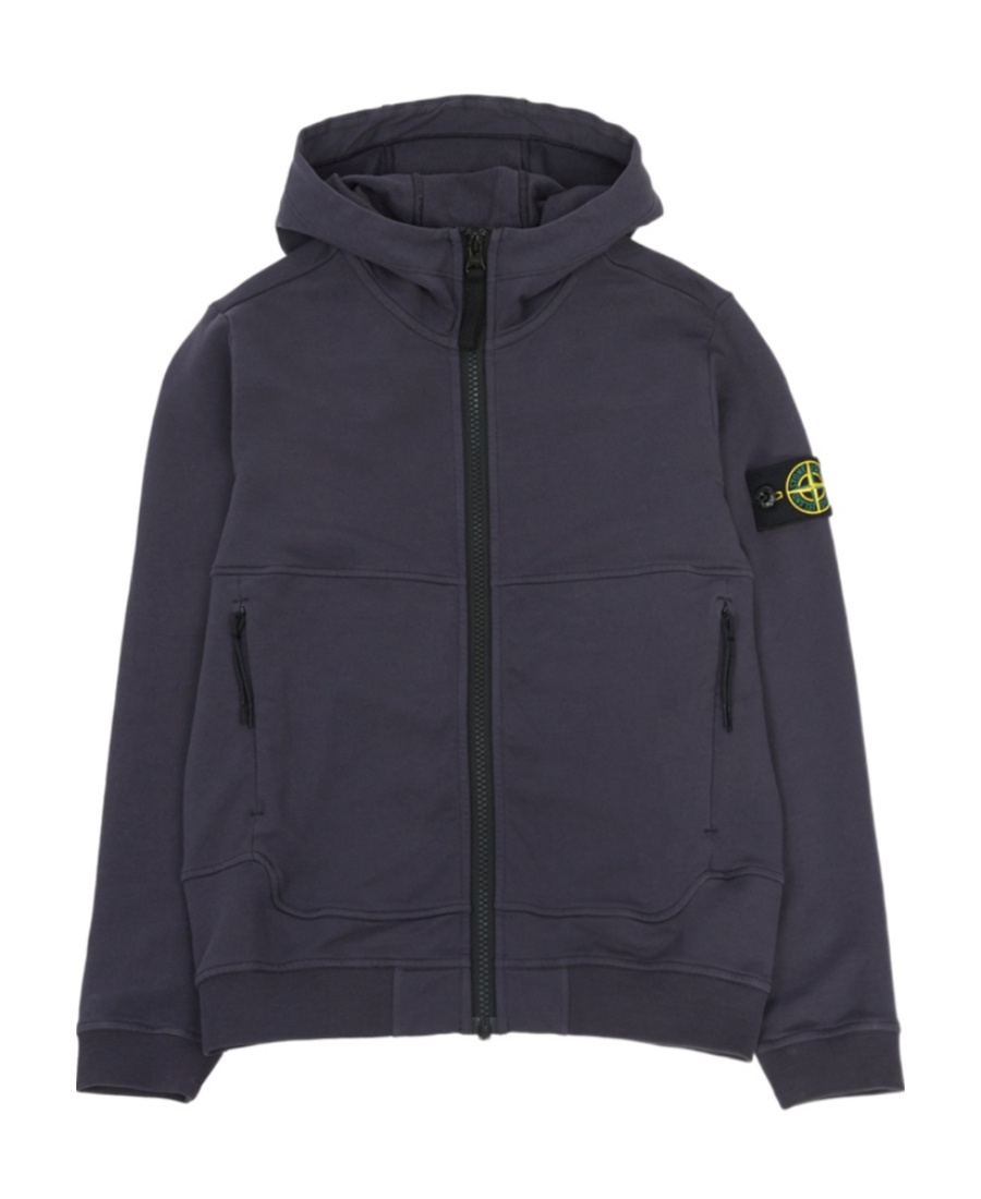 Stone Island Long-sleeved Zipper Casual Jacket In Blue