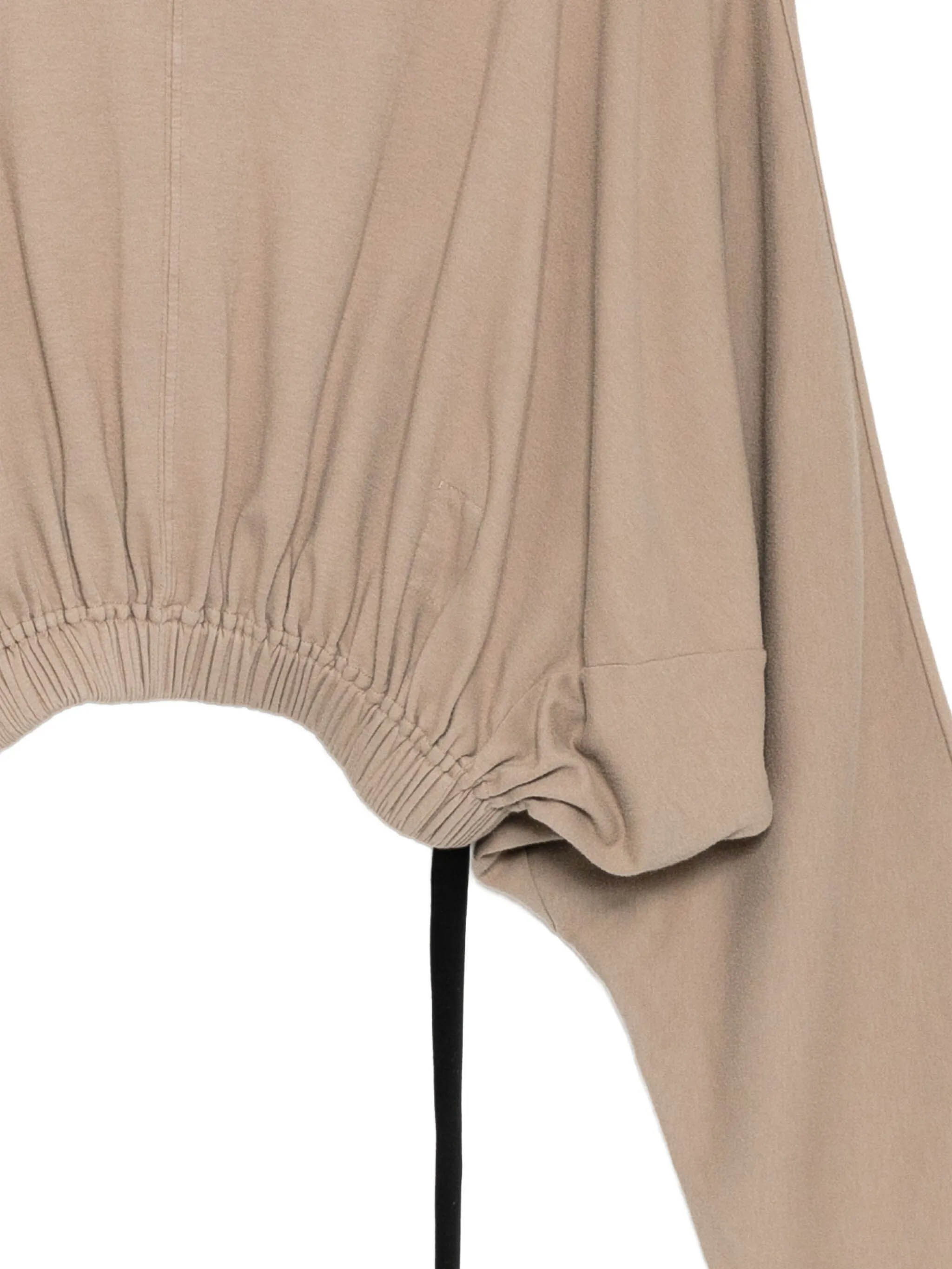 Rick Owens Drkshdw Hooded Cropped Tunic Draped Detail In Brown