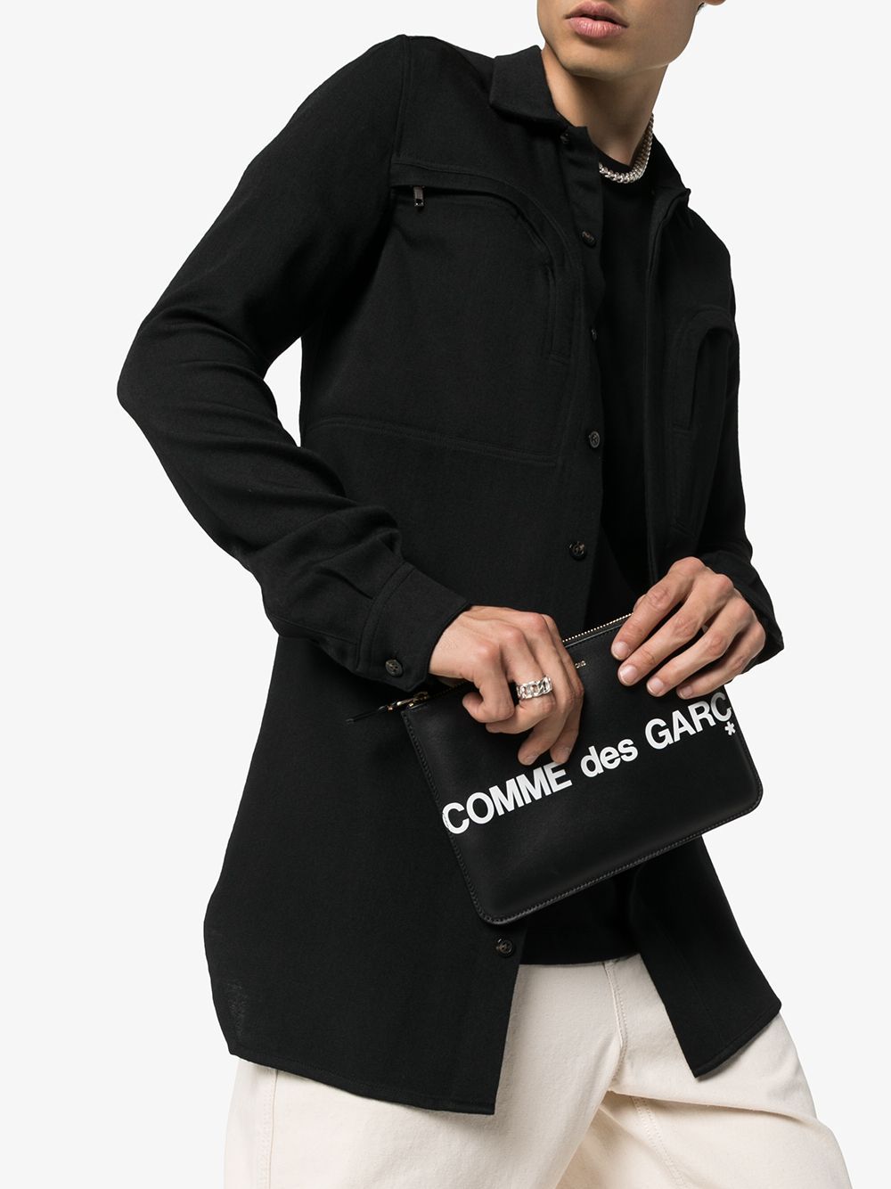 Comme Des Garçons Black Logo Printed Clutch
